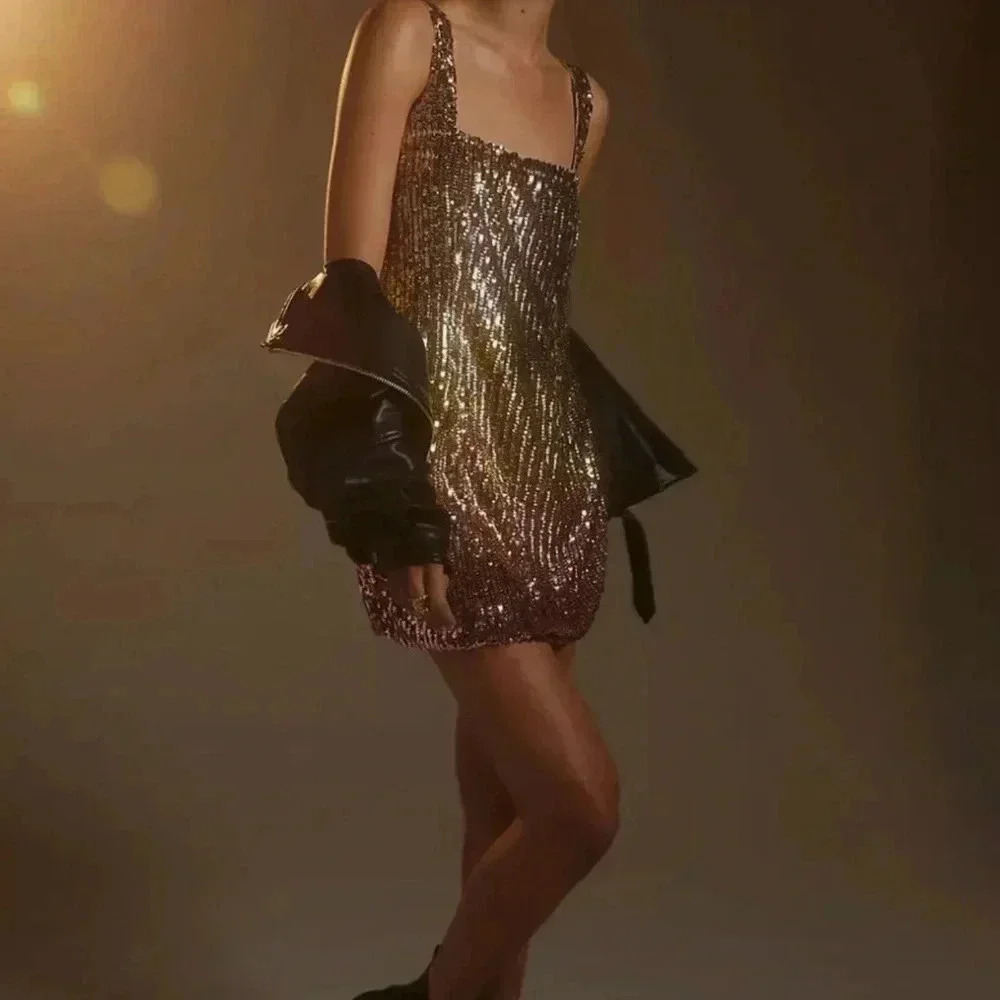 ANTHROPOLOGIE LET ME BE SEQUINED SHIFT MINI DRESS- SIZE LARGE‎ NWOT